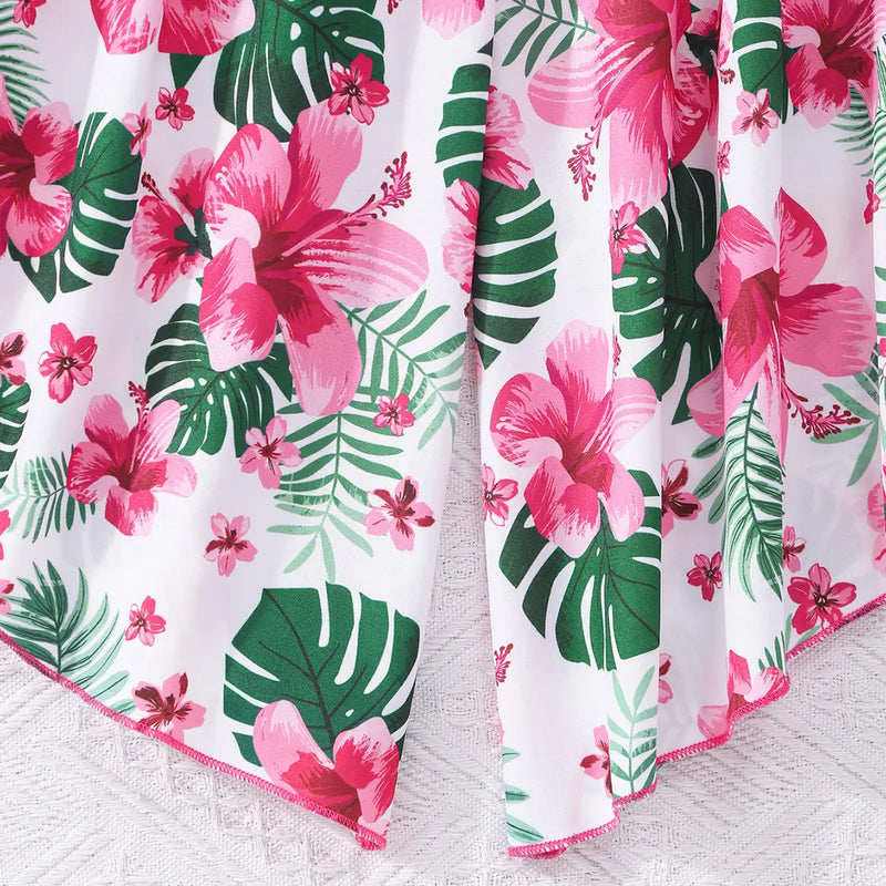 Girls Pink One Shoulder Crop Top With Printed Flared Capri Sets Sets