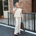Girls Apricot Textured Sleeveless Summer Top With Pants Sets 2 pc. Sets Apricot 5-6 Y