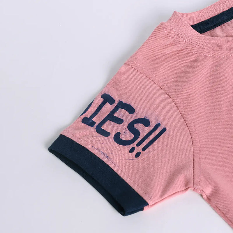 Boys Pink Graphic Short Sleeve T-shirts With Elasticated Shorts Sets Sets