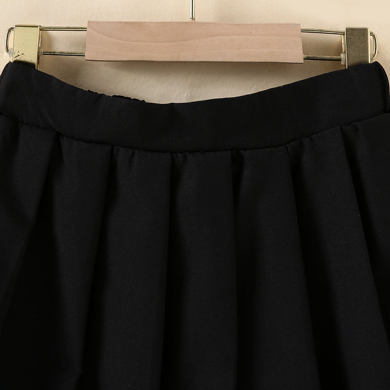 Girls Alphanumeric Printed Crop Top With Black Skirt 2 pc. Sets