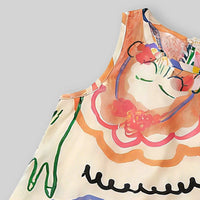 Girls Multicolor Abstract Printed Sleeveless A-Line Dress Casual Dresses