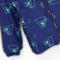 Boys Blue Triangle Printed Reversible Hooded Zipper Jacket Coats & Jackets