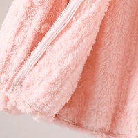 Girls Light Pink Self-Design Fleece Zipper Jacket Coats & Jackets
