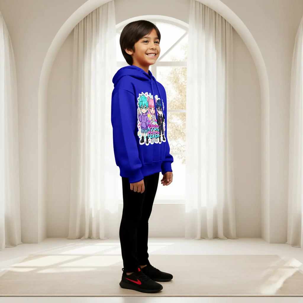 Boys Royal Blue K-POP Fever Graphics Hoodies Sweatshirts & Hoodies