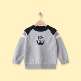 Boys Grey Bear Typographic Knitted Sweater Sweaters & Cardigans Grey 1-2 Y