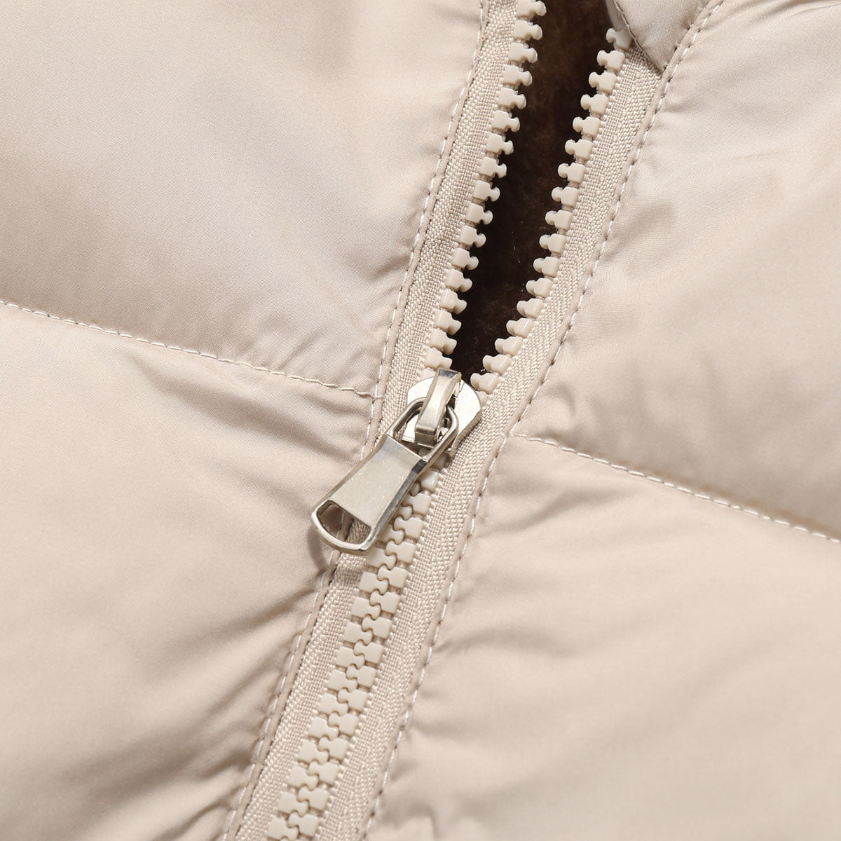 Girls Apricot Solid Front Zipper Hooded Winter Jacket Coats & Jackets