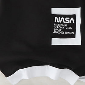 Boys Black Typographic Nasa Printed T-Shirt With Shorts Set 2 pc. Sets