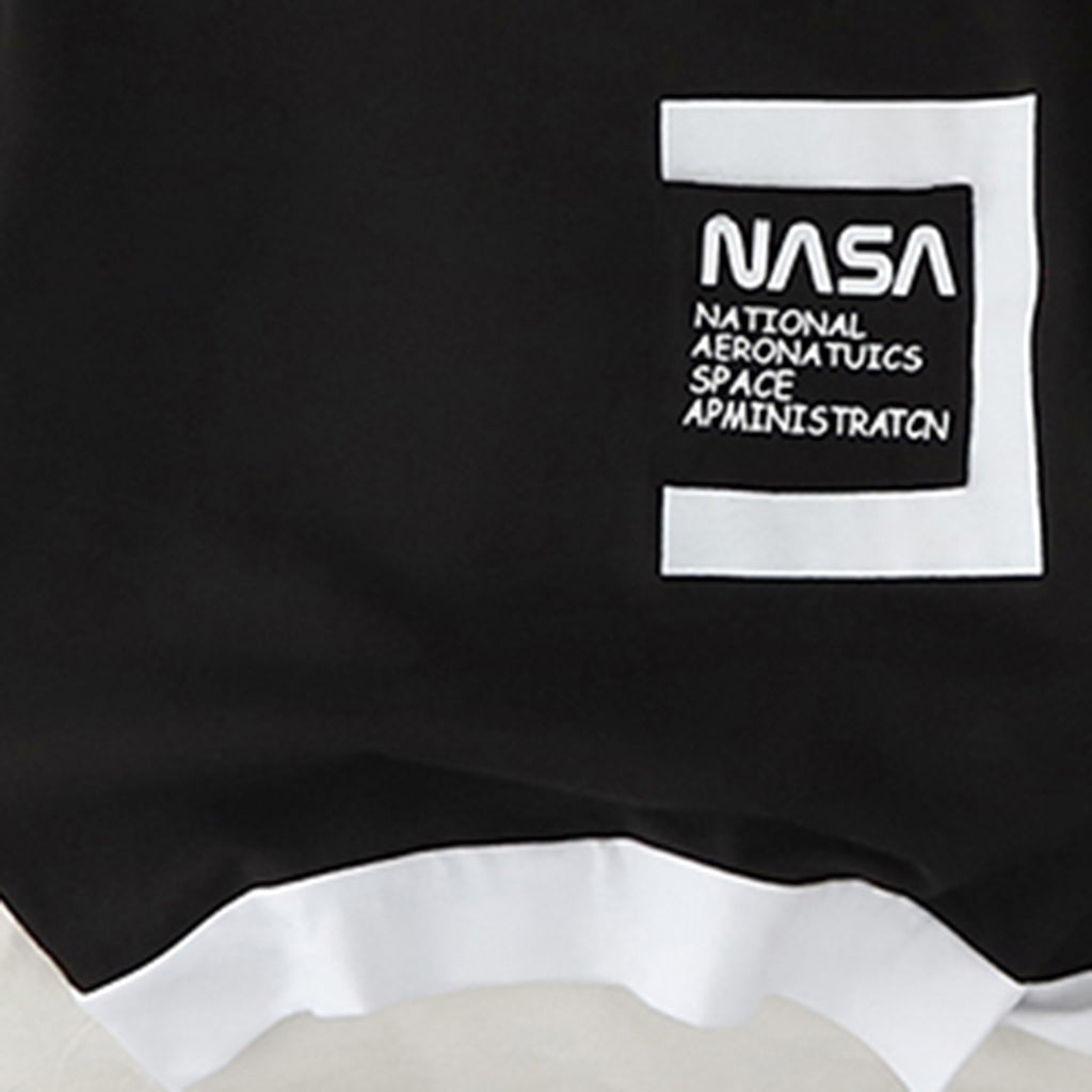 Boys Black Typographic Nasa Printed T-Shirt With Shorts Set 2 pc. Sets