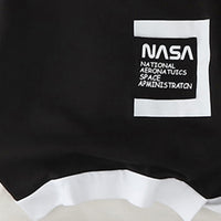 Boys Black Typographic Nasa Printed T-Shirt With Shorts Set 2 pc. Sets