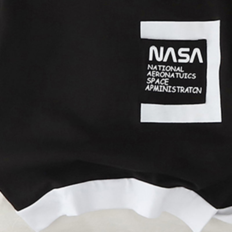 Boys Black Typographic Nasa Printed T-Shirt With Shorts Set 2 pc. Sets