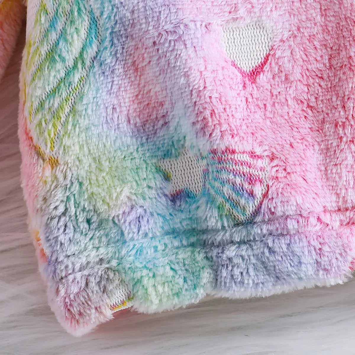 Girls Multicolor Self-Design Tie-Dye Pattern Hooded Zipper Jacket Coats & Jackets