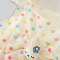 Girls Apricot Heart Print A-Line Dress With Bow Details Casual Dresses