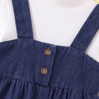 Girls Pullover with Denim Dungaree Set Sets