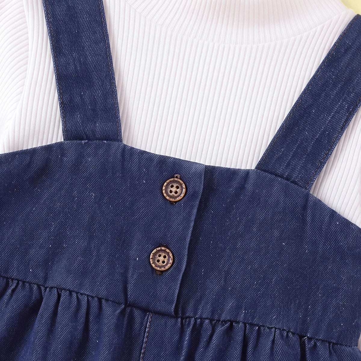Girls Pullover with Denim Dungaree Set Sets