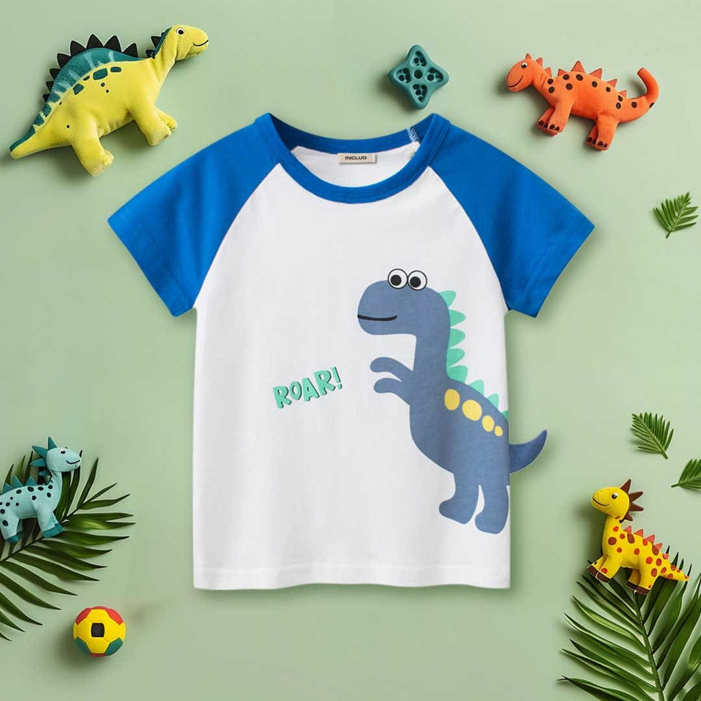 Boys Dinosaur Graphic Raglan Sleeves T-Shirt