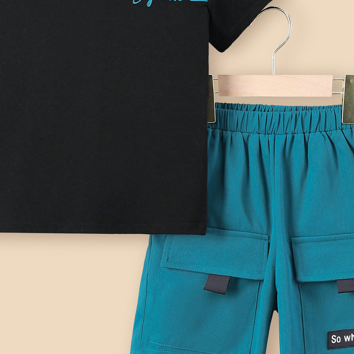 Boys Navy Blue Short Sleeve T-Shirt With Double Flap Pocket Shorts Set 2 pc. Sets