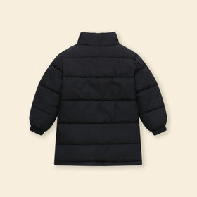 Girls Black Quilted High-neck Puffer Jacket With Side Pockets Coats & Jackets