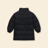 Girls Black Quilted High-neck Puffer Jacket With Side Pockets Coats & Jackets