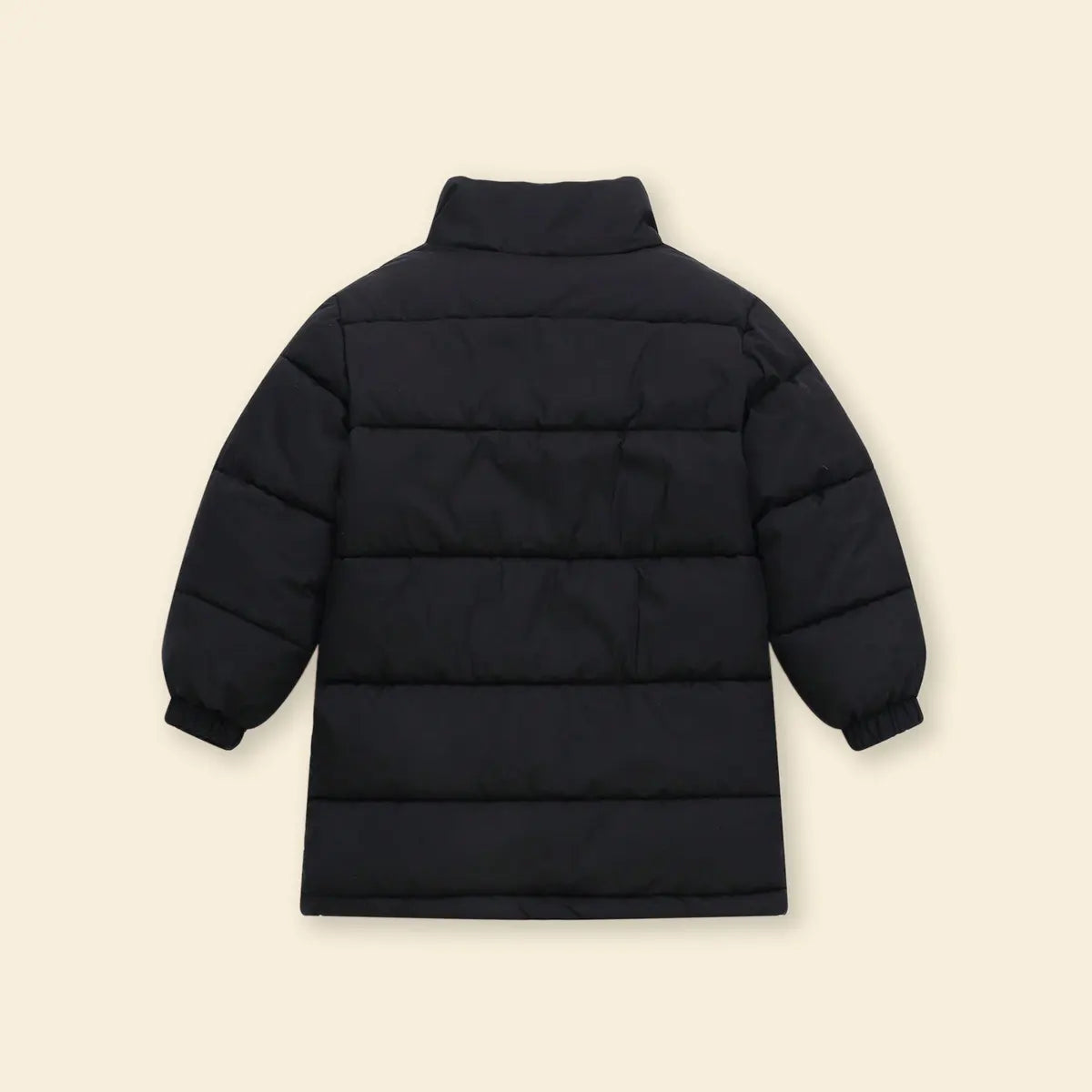 Girls Black Quilted High-neck Puffer Jacket With Side Pockets Coats & Jackets