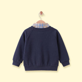 Boys Navy Blue Bear Applique Raglan Sleeve Cardigan Sweaters & Cardigans