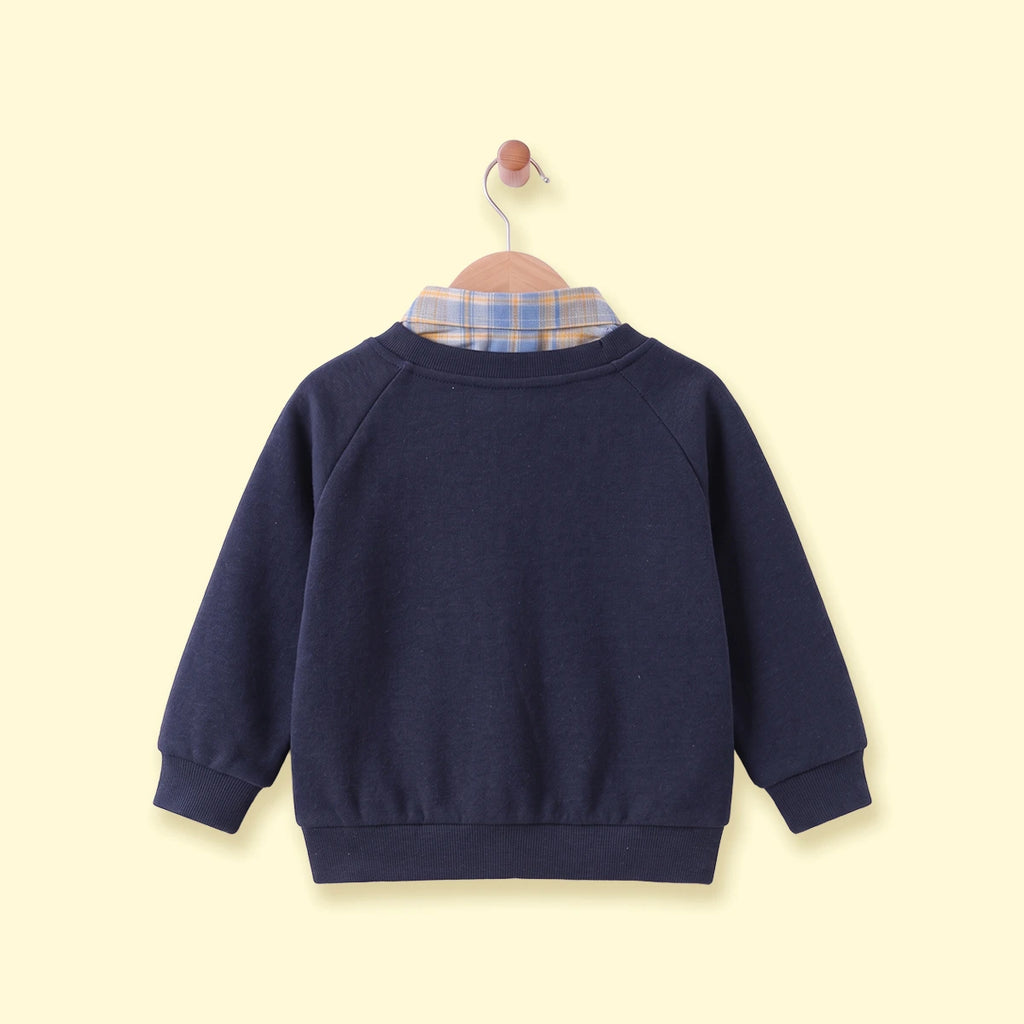 Boys Navy Blue Bear Applique Raglan Sleeve Cardigan Sweaters & Cardigans