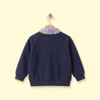 Boys Navy Blue Bear Applique Raglan Sleeve Cardigan Sweaters & Cardigans