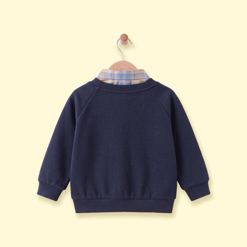 Boys Navy Blue Bear Applique Raglan Sleeve Cardigan Sweaters & Cardigans