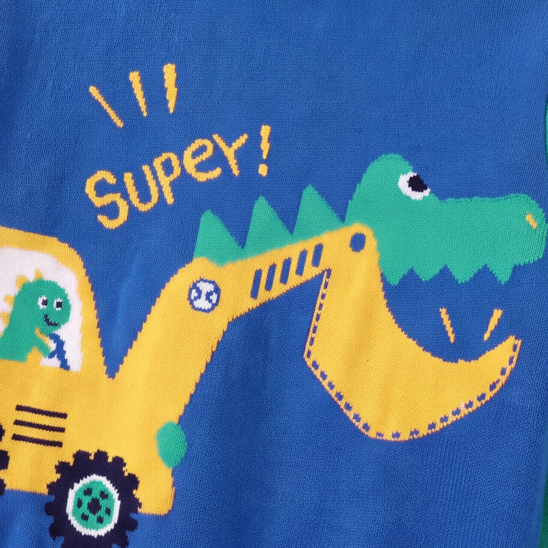 Boys Blue Long Sleeve Excavator Jacquard Sweater Sweaters & Cardigans