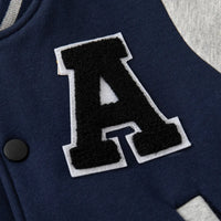 Boys Navy Blue Letter A Applique Varsity Jacket Coats & Jackets