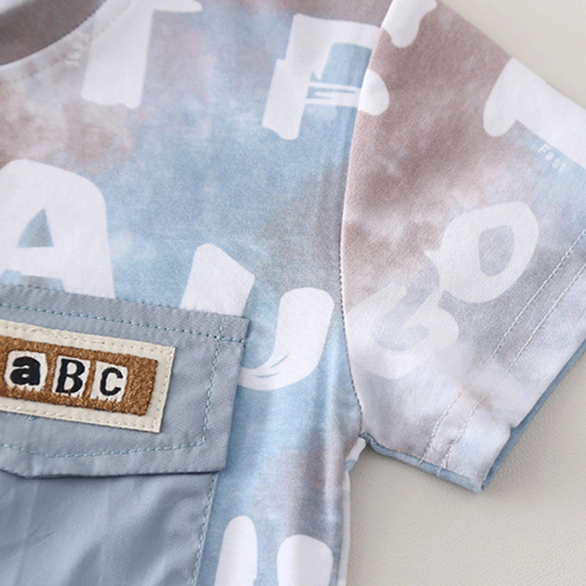 Boys Light Blue Typographic Printed Short Sleeve T-Shirt With Elasticated Shorts Sets 2 pc. Sets