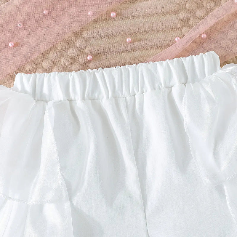 Girls White Ruffle Halter Top With Shorts Co-ord Sets Sets