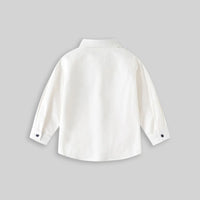 Boys White Long Sleeves Shirt With Attached Neck-tie Shirts