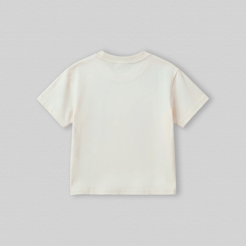 Boys Off White Short Sleeve Duck Applique Round Neck T-Shirt Tshirts