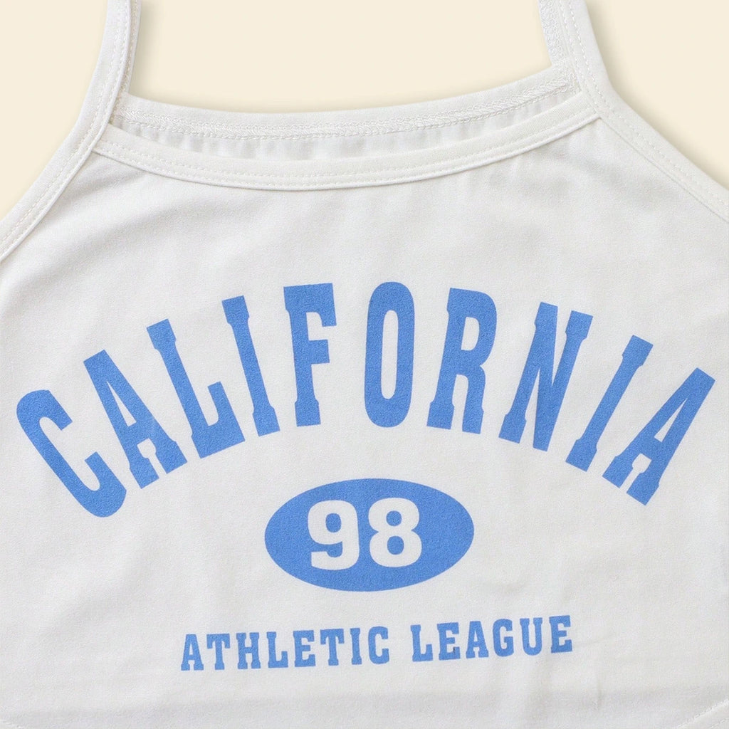 Girls Blue Striped Shirt & Flared Pants With Printed Cami Top Sets Sets