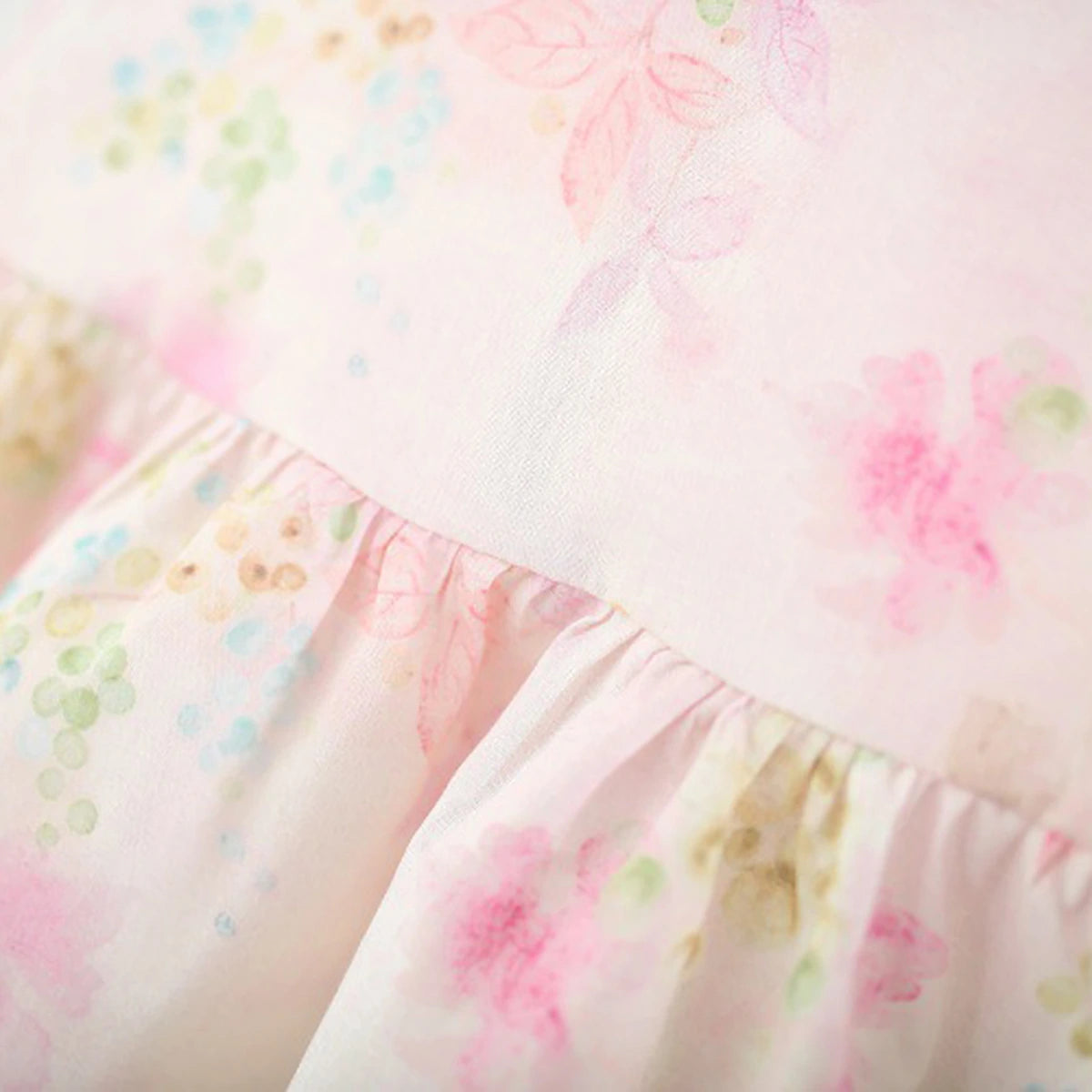 Girls Light Pink Fit And Flare Dress With Floral Print Casual Dresses