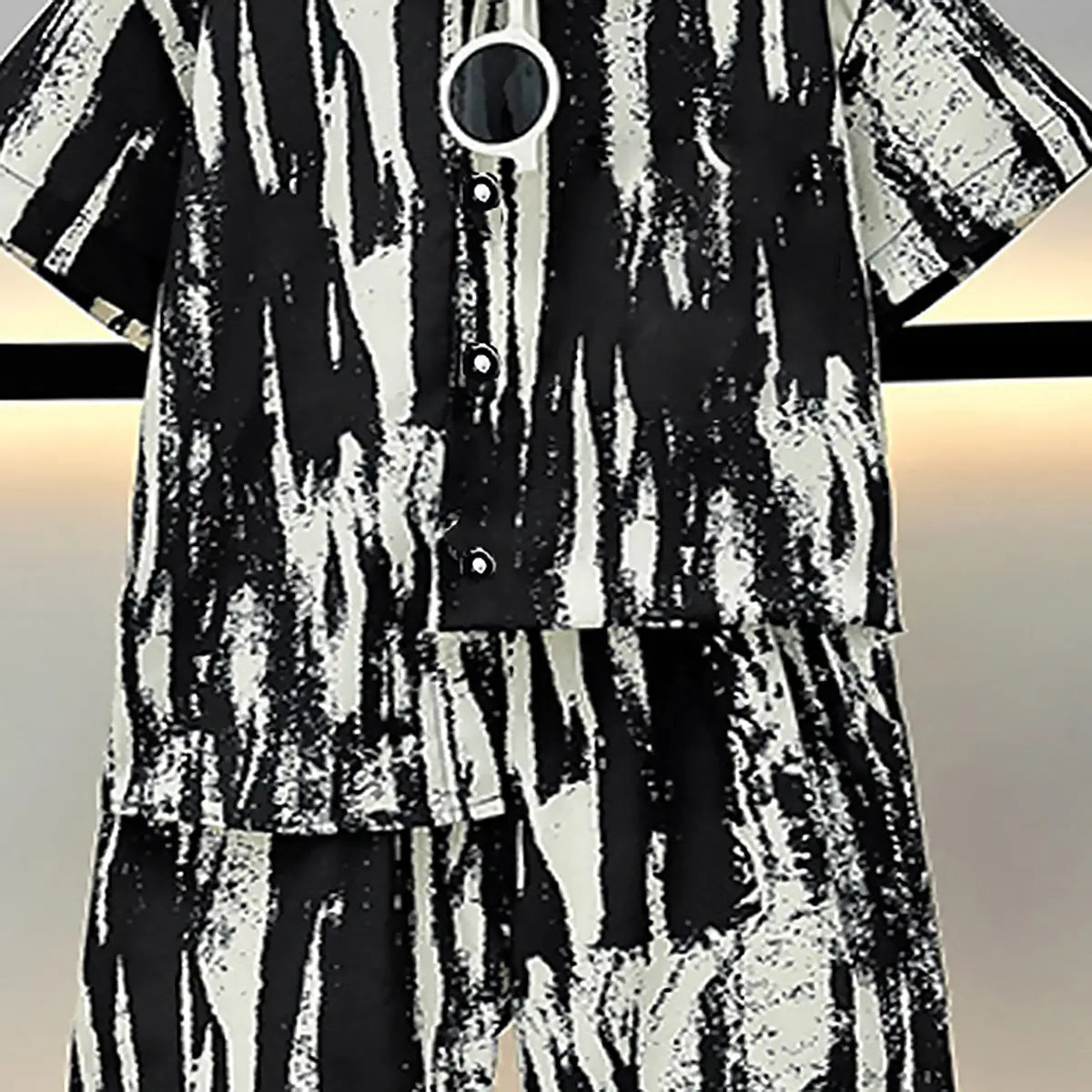 Boys Black Abstract Print Short Sleeves Shirt With Shorts Co-ord Sets Sets