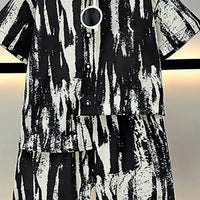Boys Black Abstract Print Short Sleeves Shirt With Shorts Co-ord Sets Sets