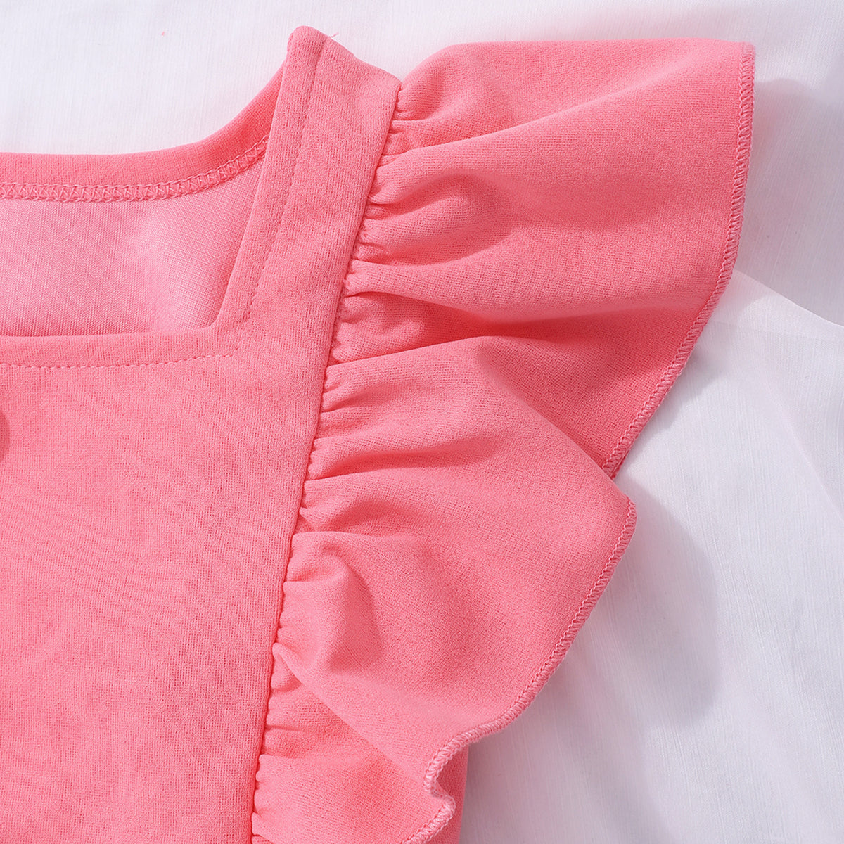 Girls Peach Short Sleeve Square Neck Top With Shorts Set 2 pc. Sets