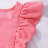 Girls Peach Short Sleeve Square Neck Top With Shorts Set 2 pc. Sets