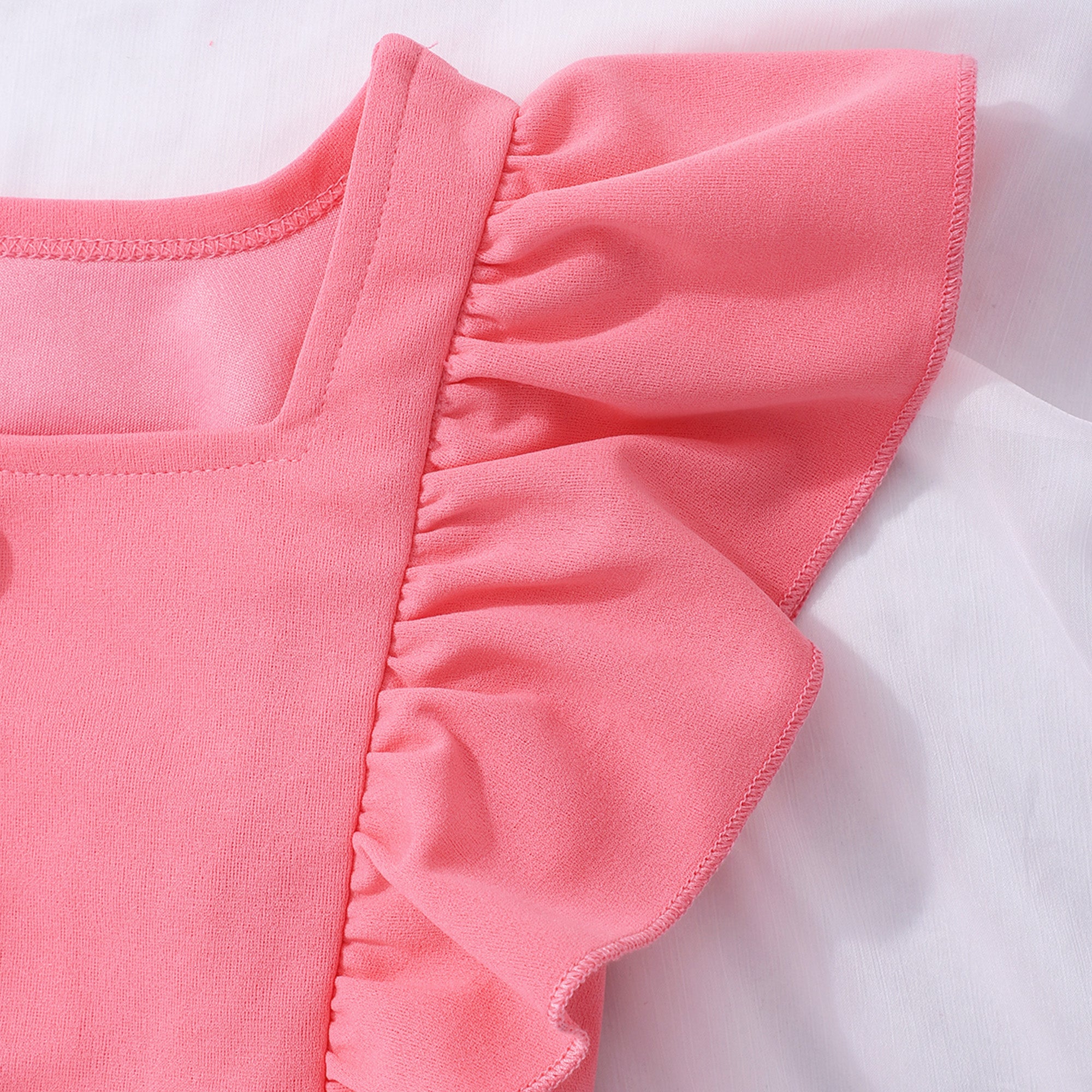 Girls Peach Short Sleeve Square Neck Top With Shorts Set 2 pc. Sets