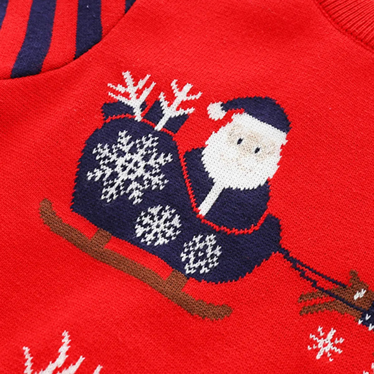 Boys Red Self-Design Christmas Themed Knitted Sweater Sweaters & Cardigans