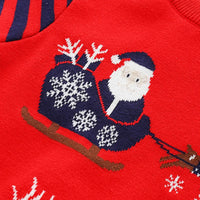 Boys Red Self-Design Christmas Themed Knitted Sweater Sweaters & Cardigans
