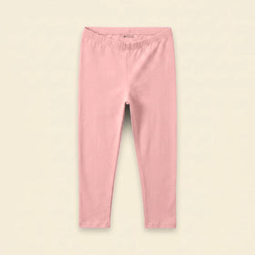 Girls Pink Solid Ankle Length Leggings Leggings & Tights