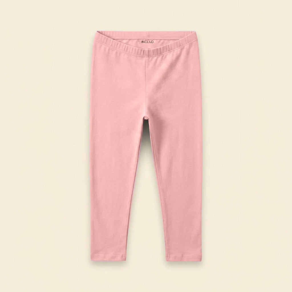 Girls Pink Solid Ankle Length Leggings Leggings & Tights