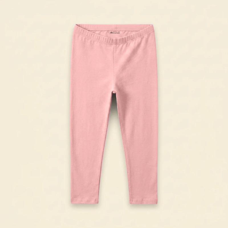 Girls Pink Solid Ankle Length Leggings Leggings & Tights