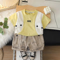 Boys Yellow Typographic Printed Short Sleeve T-Shirt With Elasticated Shorts Sets 2 pc. Sets Yellow 1-2 Y