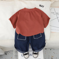 Boys Red Dollhouse Printed T-Shirt With Denim Shorts Set 2 pc. Sets