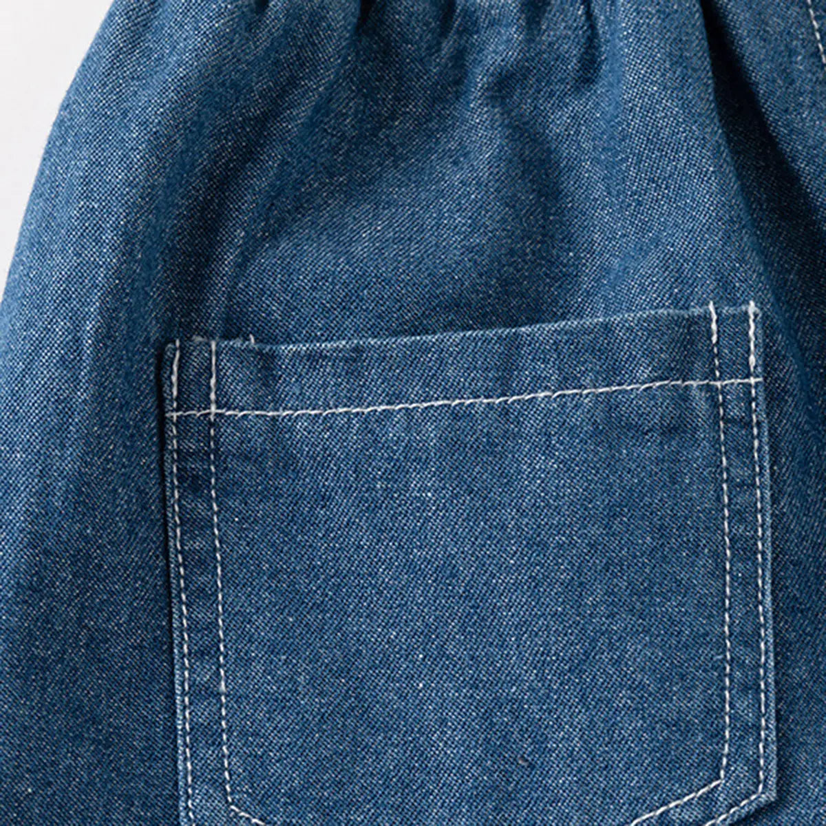 Boys Blue Solid Denim Shorts With Elasticated Waistband Shorts