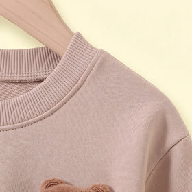 Girls Peach Bear Applique Sweatshirt & Joggers Sets Sets