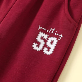 Boys Red Typographic Sweatshirt & Joggers Co-ord Sets Sets